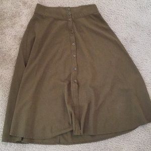 Olive green button down skirt
